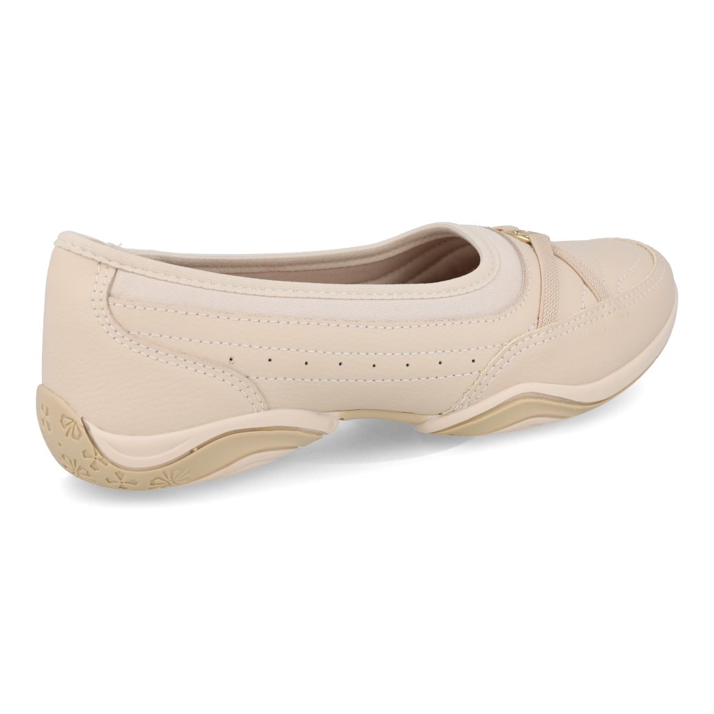 Tênis casual feminino Kolosh bege claro modelo C2742A-0003 vista lateral esquerda com tule e perfurações