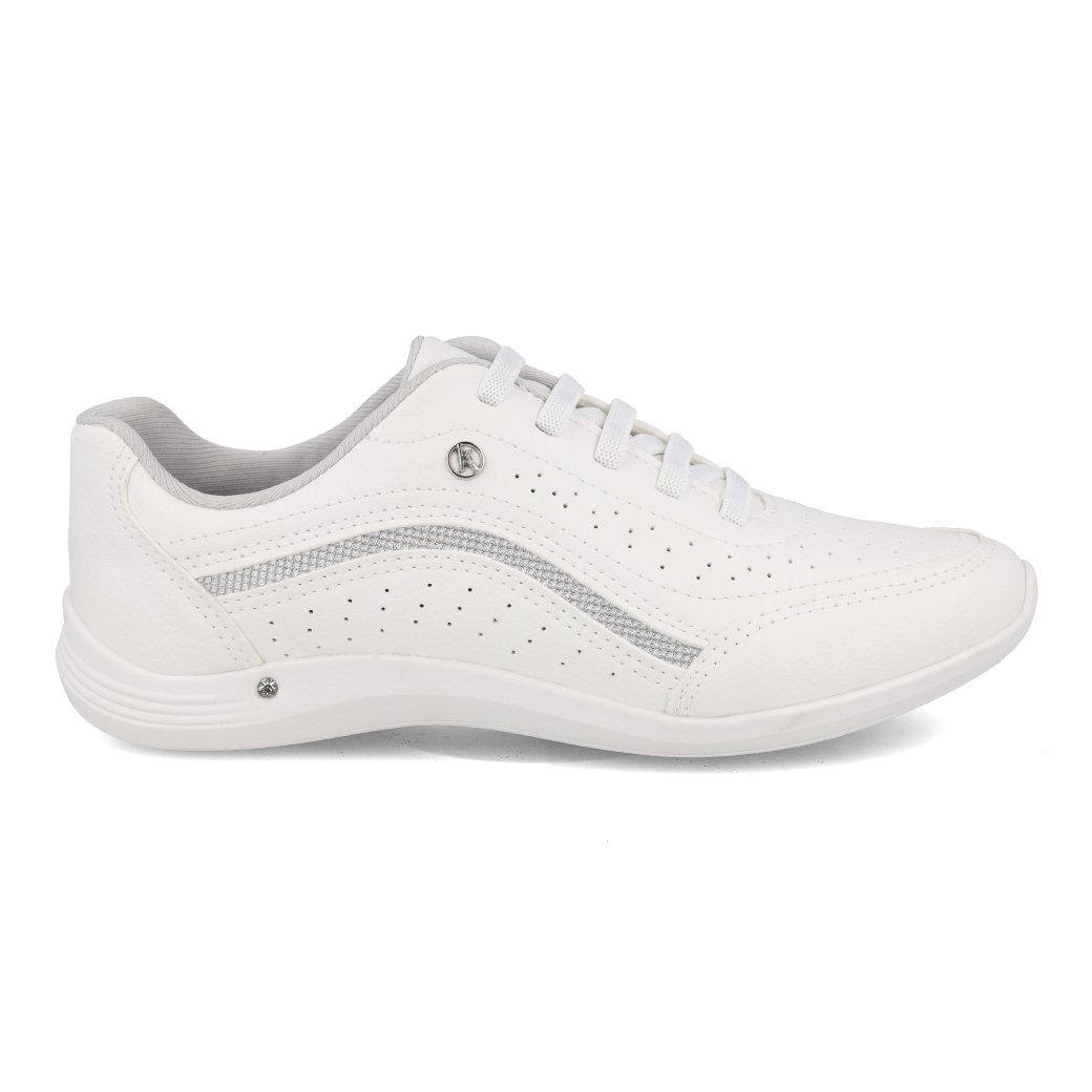 Tênis Kolosh feminino branco casual vista lateral esquerda com sola branca